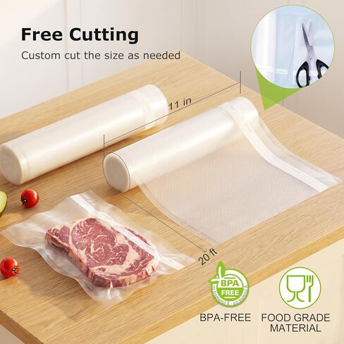 أكياس مانعة للتسرب من Bonsenkitchen، لفات مقاس 27.94 سم × 50.8 سم، عبوتان، خالية من مادة BPA، لفافة طعام منسوجة من الدرجة التجارية شديدة التحمل، حجم مخصص للطهي بالفيديو in Kuwait