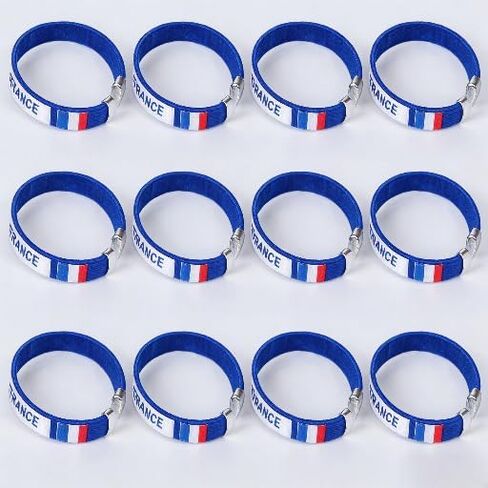 2026 World Cup Embroidered Flag Bracelets, Elastic Soccer Wristbands, France Patriotic Fan Accessories Bulk for Sport Fans, Men Women in Kuwait
