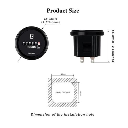 Jayron AC 110V إلى 250V مقياس ساعة كوارتز دائري، عداد ساعة ميكانيكي، مقاوم للماء لمحرك القارب لركوب جزازة العشب وجرار جرار زاحف Dozer UTV عربة الجولف in Kuwait