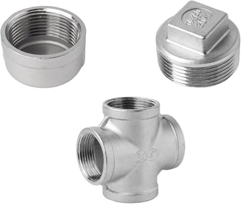 NPT 1/8" 1/4" 3/8" 1/2" 3/4" 1" 1-1/2" 2" ذكر أنثى غطاء نهاية مستدير 304 من الفولاذ المقاوم للصدأ متقاطع 4 اتجاهات تركيب أنابيب زيت الغاز المائي (4 اتجاهات، NPT THREAD_1/2") in Kuwait