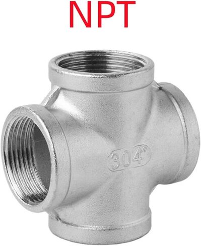 NPT 1/8" 1/4" 3/8" 1/2" 3/4" 1" 1-1/2" 2" ذكر أنثى غطاء نهاية مستدير 304 من الفولاذ المقاوم للصدأ متقاطع 4 اتجاهات تركيب أنابيب زيت الغاز المائي (4 اتجاهات، NPT THREAD_1/2") in Kuwait