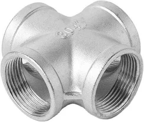 NPT 1/8" 1/4" 3/8" 1/2" 3/4" 1" 1-1/2" 2" ذكر أنثى غطاء نهاية مستدير 304 من الفولاذ المقاوم للصدأ متقاطع 4 اتجاهات تركيب أنابيب زيت الغاز المائي (4 اتجاهات، NPT THREAD_1/2") in Kuwait