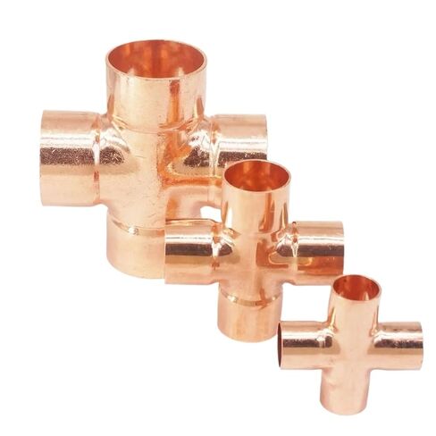 Inner Diameter 6.35/9.52/12.7/15/16/22/28/35/42/54mm Pure Copper End Feed Cross 4 Ways Welding Pipe Connector Air Conditioner(22x1mm) in Kuwait