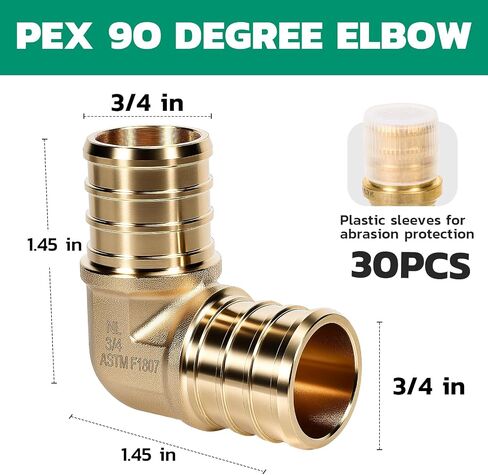 OURU PEX Fittings 1/2 Inch, 20PCS Coupling Lead-Free Brass Connectors for PEX B Pipe, NSF UPC Certified, ASTM F1807, Compatible with Crimp/Clamp Rings (Hot/Cold Water, Hydronic Heating) in Kuwait