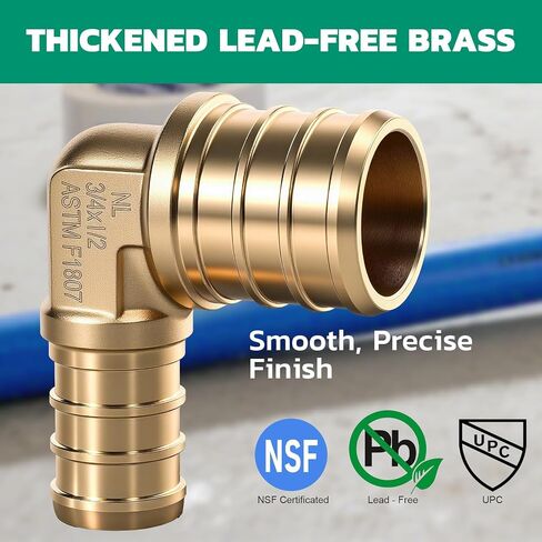 OURU PEX Fittings 1/2 Inch, 20PCS Coupling Lead-Free Brass Connectors for PEX B Pipe, NSF UPC Certified, ASTM F1807, Compatible with Crimp/Clamp Rings (Hot/Cold Water, Hydronic Heating) in Kuwait
