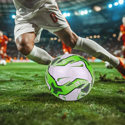 Soccer Ball Size 5-Durable Hybrid Match&Training Ball,All-Surface Play on Grass or Turf,Abrasion-Resistant PVC,Green,Unisex in Kuwait