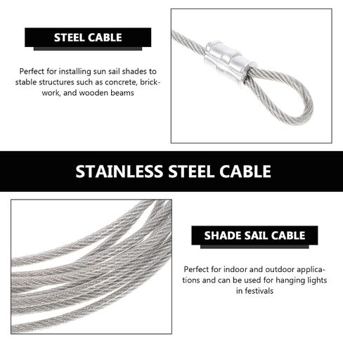 3pcs Stainless Steel Wire Rope Cable for Shade Sail Canopy Installation Heavy-Duty Hanging for Use Thickness in Kuwait