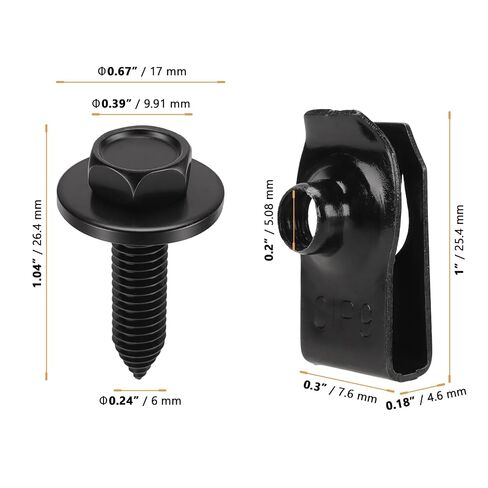 100 PCS Automotive Body Bolts, 1/4 U-Nut Clips and Fender Bolts Kit Automotive Body Fastener Clips for Fender, Engine Cover & Splash Shield in Kuwait