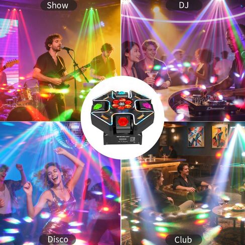 مصابيح DJ برأس متحرك بأربعة أذرع من MINGJIE، إضاءة مسرح LED بقوة 150 واط RGBW مع تأثير ستروب وعين النحل، ضوء النجوم الأحمر/الأخضر، DMX512، جهاز التحكم عن بعد، تنشيط الصوت، دوران 540 درجة للحفلات والنوادي والديسكو والبار in Kuwait
