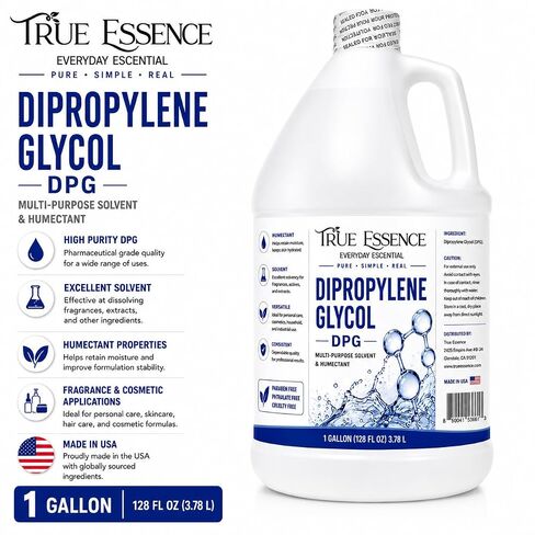 True Essence Dipropylene Glycol (DPG) – 1 Gallon (128 fl oz) Fragrance Grade Solvent & Humectant, Multi-Purpose Diluent for Perfume, Essential Oils, Incense & Aromatic Applications in Kuwait