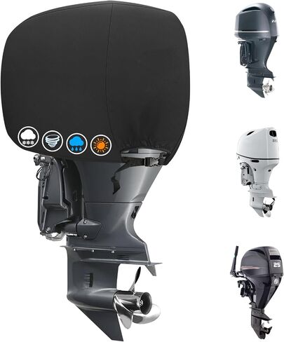 Outboard Motor Cover, 600D Boat Motor Cover Waterproof & Heavy Duty, Fade-Resistant Boat Engine Cover - Fit for Motor 60-100 HP in Kuwait