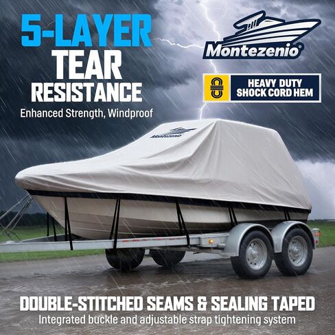 Tsukiko T-Top Boat Cover, 1200D Heavy Duty Marine Grade T Top Boat Covers Fits 22-24ft Long, Waterproof Center Console Boat Cover, Tear-Resistant Boat Storage Cover in Kuwait