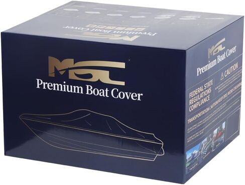 غطاء قارب قابل للقطر من MSC Premium Oxford Ployester، تصميم أنيق ثنائي اللون، يناسب هيكل V، ثلاثي الهيكل، غطاء قارب Runabout (رمادي/أزرق باسيفيك، الموديل C - الطول: 16'-18.5' عرض الشعاع: حتى 94 بوصة) in Kuwait