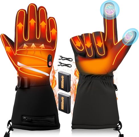 20000mAh Heated Gloves for Men & Women,7.4V Fast Heating Rechargeable Heated Gloves,3 Temperature,Water Resistant, Touch Screen, Non-Slip, Suitable for Skiing, Winter Outdoor Work, Cycling (M) in Kuwait
