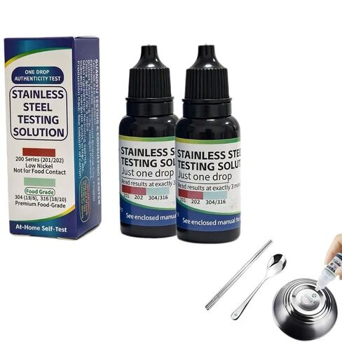 Stainless Steel Test Solution,304 Stainless Steel Test Liquid,Rapid Tableware with Analysis Solution,Rapid 2-Minute Colorimetric Test for Cookware,Cutlery,and Industrial Use,Complimentary Delivery in Kuwait