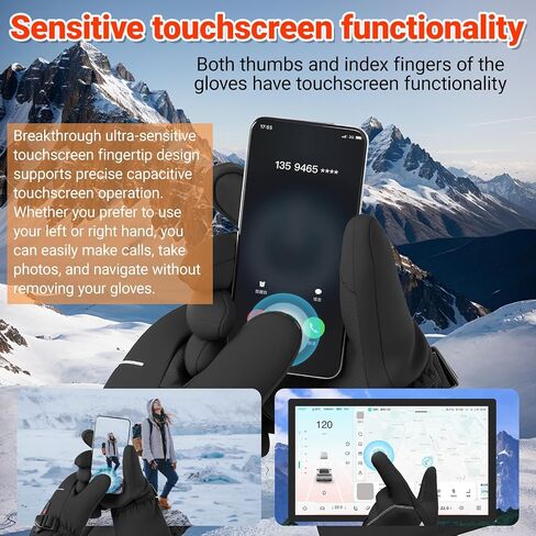 20000mAh Heated Gloves for Men & Women,7.4V Fast Heating Rechargeable Heated Gloves,3 Temperature,Water Resistant, Touch Screen, Non-Slip, Suitable for Skiing, Winter Outdoor Work, Cycling (M) in Kuwait