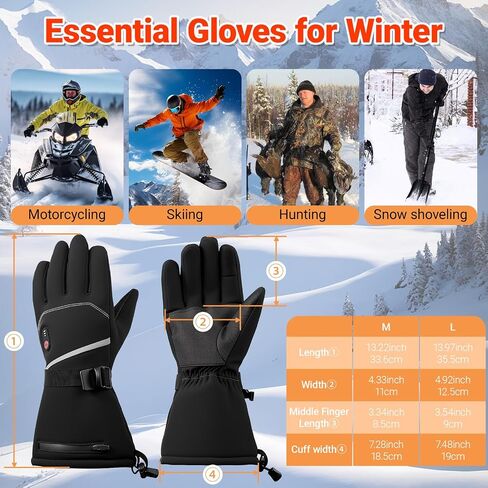 20000mAh Heated Gloves for Men & Women,7.4V Fast Heating Rechargeable Heated Gloves,3 Temperature,Water Resistant, Touch Screen, Non-Slip, Suitable for Skiing, Winter Outdoor Work, Cycling (M) in Kuwait