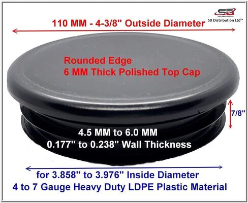 SBDs 4-3/8" Round Plastic Tubing Plug-End Cap 4-7 Ga 110 MM Heavy Duty -Rare Size. Made in USA in Kuwait