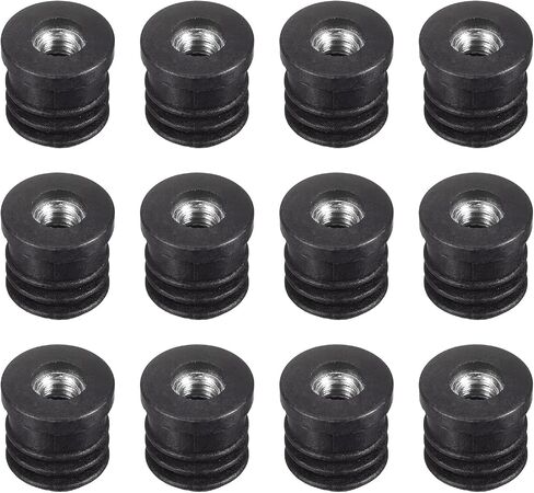 uxcell 8Pcs Inserts for Round Tubes with M6 Thread, for 15mm/0.59" ID Round Tube, Round Black Plastic Plug Caster Insert Chair End Caps Furniture Leg Plug in Kuwait