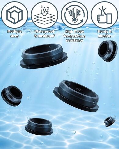 195PCS Silicone Hole Plugs Assortment Kit, Rubber Grommet Plugs with Storage Box, 11 Sizes Black Flexible Hole Covers for Wire Holes, Automotive, Furniture, Cabinet, Electrical & DIY Sealing in Kuwait