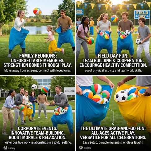 Granny Pants Yard Game Set - Outdoor Tossing Games for Adults | Oversized Stretchy Pants, Bouncy Balls, Air Pumps, XXL Sport Ball Storage Bag, Family Reunion, Party, Field Day in Kuwait