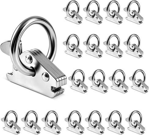 Extra Heavy Duty E Track O-Ring Tie Down Anchors, 20 Pack, Silver | 6000 lb break strength, 2000 lb WLL, 1.5 in ID, 2 in OD, spring lever fitting in Kuwait