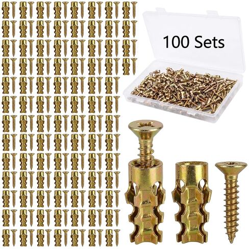 100 قطعة 6 × 14 مم مجموعة براغي توسيع قصيرة، طقم إصلاح براغي مرساة التمدد، برغي إصلاح المفصلات ومرساة التمدد، إصلاح مفصل باب الخزانة وترميم الخيوط المقطوعة، طقم إصلاح ثقب المسمار in Kuwait