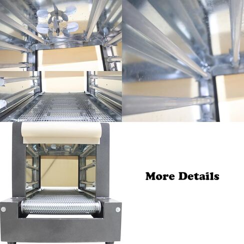 Heat Shrink Wrapping Machine Shrink Tunnel Thermal Shrinking Machine for PVC/POF Film 22lbs Capacity 17.7"X9.84" 220V in Kuwait