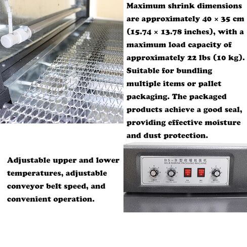Heat Shrink Wrapping Machine Shrink Tunnel Thermal Shrinking Machine for PVC/POF Film 22lbs Capacity 15.7"x13.8" 220V in Kuwait