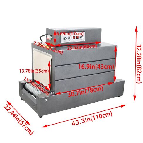 Heat Shrink Wrapping Machine Shrink Tunnel Thermal Shrinking Machine for PVC/POF Film 22lbs Capacity 15.7"x13.8" 220V in Kuwait