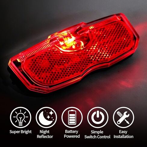 Bike Rack Tail Light Reflector for Night Riding, 80mm Screw Mounted | FRYQ Bike Tail Light for Luggage Rack (Battery NOT Included), 80mm Bolt Spacing Mounting, Taillight for Bicycle in Kuwait