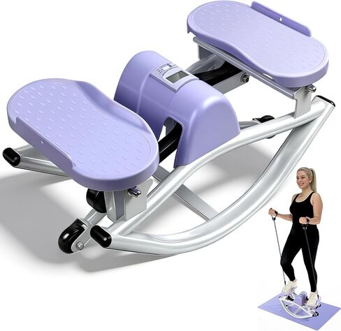 Rock Stepper من جانب إلى آخر، جهاز ستاير منخفض التأثير، خطوات جانبية للتمرين في المنزل مع أشرطة مقاومة وحصيرة غير قابلة للانزلاق - معدات تمرين لوح التوازن للشقة وغرفة المعيشة in Kuwait