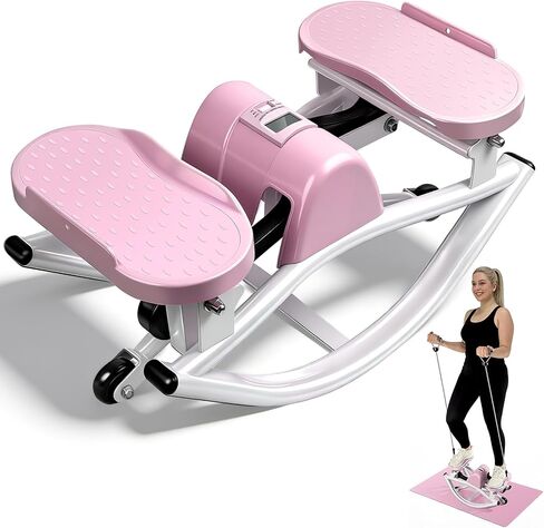 Rock Stepper من جانب إلى آخر، جهاز ستاير منخفض التأثير، خطوات جانبية للتمرين في المنزل مع أشرطة مقاومة وحصيرة غير قابلة للانزلاق - معدات تمرين لوح التوازن للشقة وغرفة المعيشة in Kuwait