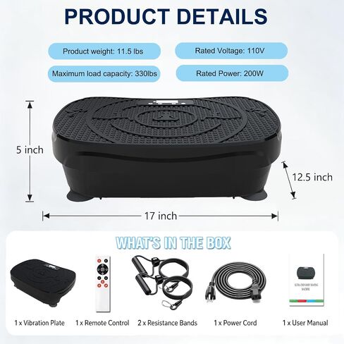 Vibration Plate Fitness Exercise Machine Vibrating Shaking Full Body Shaker Workout Vibrate Stand Shake Board Sport for Weight Loss Fat Burner with Resistance Bands for Gym Home Office Women Men in Kuwait