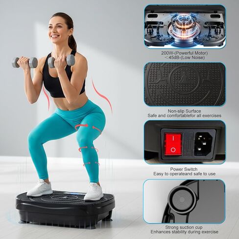Vibration Plate Fitness Exercise Machine Vibrating Shaking Full Body Shaker Workout Vibrate Stand Shake Board Sport for Weight Loss Fat Burner with Resistance Bands for Gym Home Office Women Men in Kuwait