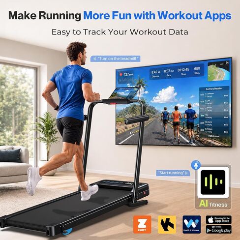 Cardirun Walking Pad with 12% Auto Incline, Foldable Under Desk Treadmill with Handle Bar, 3.5HP Brushless Motor, 375 lbs Capacity, Portable Treadmills for Home Office, APP & Remote Control in Kuwait