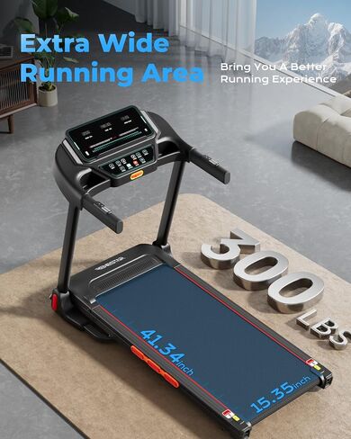 Renestar Treadmill for Home, Foldable Treadmills with 0%-15% Auto Incline, 3.0HP Brushless, 300 LBS Capacity, LED Display, Pulse Monitor, Bluetooth Speaker in Kuwait