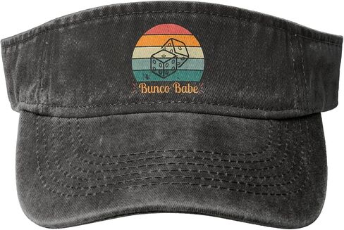 Sun Visor,Bunco Babe Sunset Dice,Washed Empty Top Denim Baseball Cap Golf Tennis in Kuwait