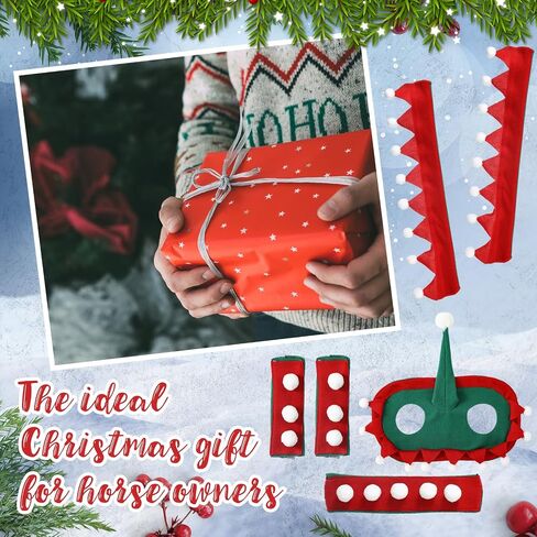 6 قطع من إكسسوار زي حصان عيد الميلاد لخيول عيد الميلاد بما في ذلك قبعة سانتا قزم مع غطاء كبح وغطاء لجام هالتر لموكب عيد الميلاد in Kuwait