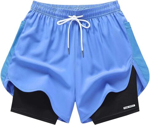 Womens Running Quick Dry High Waist 2 in 1 Shorts | Drawstring Elastic Waistband, Stretch Comfort, Quick Dry, Lightweight and Breathable, for Casual Athletic Gym Yoga Workout in Saudi Arabia