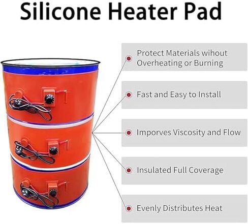 Silicone Electric Drum Heater with Thermostat - Efficient Heating Pad for Oil Drums, Valves & Instruments - Rapid Heat Solution for Industrial Applications in Kuwait