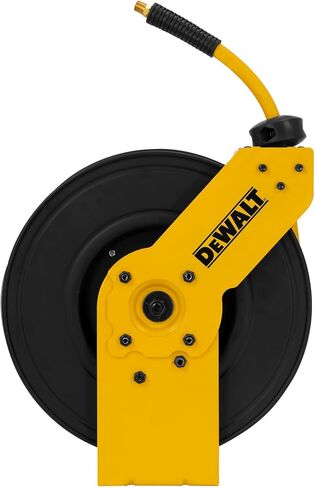 DEWALT 3/8 in. x 50 ft. Single Arm Air Hose Reel for Air Compressor, Auto Retracting Rubber Hose, Professional Grade, All Steel Construction, Retractable Hose, Durable and Efficient Design in Kuwait