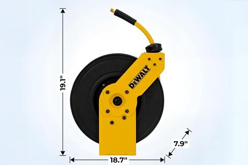 DEWALT 3/8 in. x 50 ft. Single Arm Air Hose Reel for Air Compressor, Auto Retracting Rubber Hose, Professional Grade, All Steel Construction, Retractable Hose, Durable and Efficient Design in Kuwait