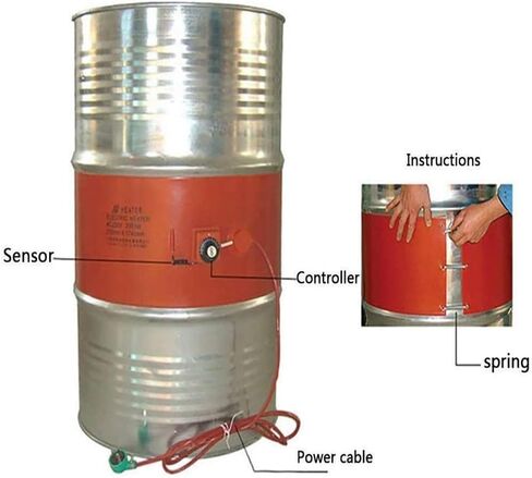 Electric Drum Heater Pad with Temperature Control, 970×120mm Silicone Heating Wrap for 55 Gallon Barrel, Durable Heating Band for Metal Drums, Efficient Heat Solution in Kuwait