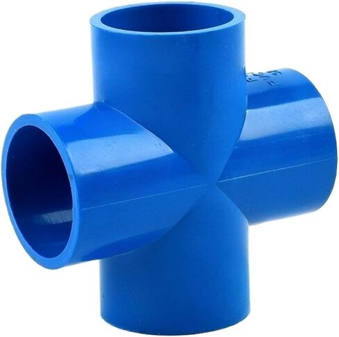 1PC ID 20 25 32-160mm PVC Cross Four-Way Connector Aquarium Fish Tank Water Pipe Shunt Joint Accessories Garden Irrigation Adapter(Blue (1 Pc),Inner Diameter 50mm) in Kuwait