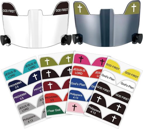 2 Pcs Football Visor with 20 Pair Stickers Facemask Helmet Eye Shield Visor Impact Resistant Facial Protection for Youth Adult Helmets Accessory for Sport Matches in Kuwait