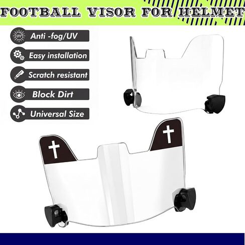 2 Pcs Football Visor with 20 Pair Stickers Facemask Helmet Eye Shield Visor Impact Resistant Facial Protection for Youth Adult Helmets Accessory for Sport Matches in Kuwait