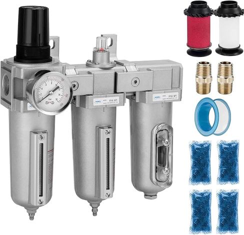 1/2 NPT Industrial Grade 3 Stage Air Drying System - Particulate Filter, Coalescing Filter, Desiccant Dryer & Air Regulator in Saudi Arabia