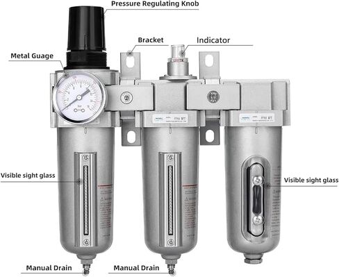 1/2 NPT Industrial Grade 3 Stage Air Drying System - Particulate Filter, Coalescing Filter, Desiccant Dryer & Air Regulator in Saudi Arabia
