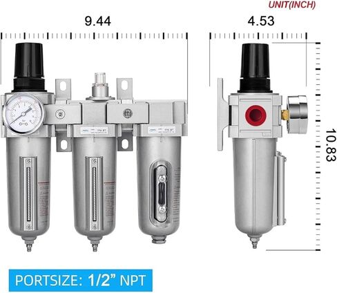 1/2 NPT Industrial Grade 3 Stage Air Drying System - Particulate Filter, Coalescing Filter, Desiccant Dryer & Air Regulator in Saudi Arabia